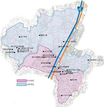 国分寺地区エリアの地図