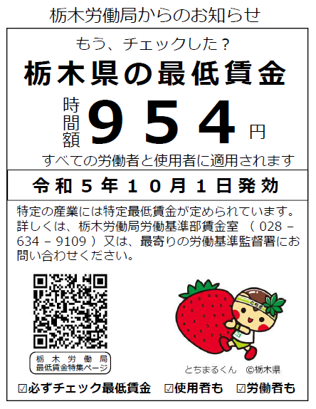 栃木県最低賃金