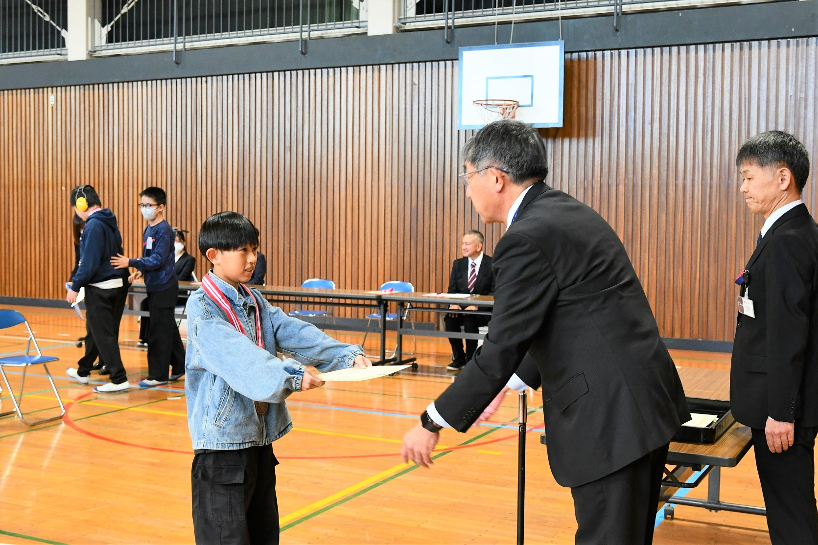 石橋北小児童表彰のようす（1）